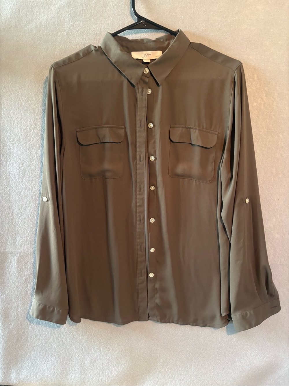 LOFT Women’s Olive Utility Button-Down Blouse